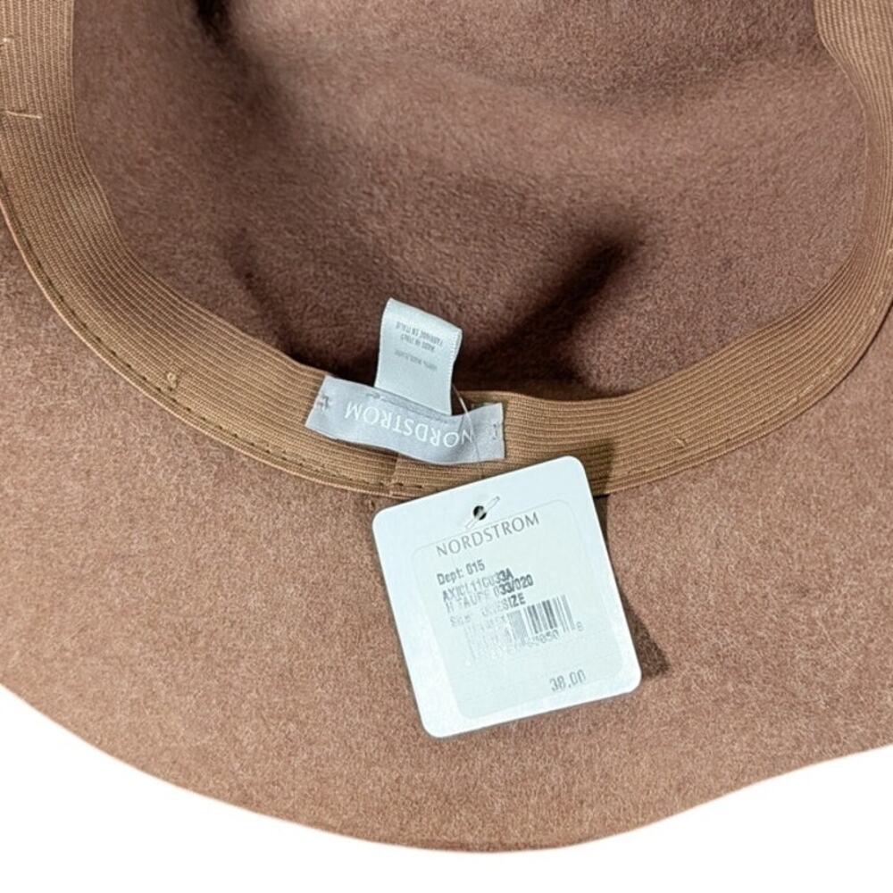 Nordstrom Wool Felt Rancher Fedora Hat Camel Tan Wide Brim NWT One Size
